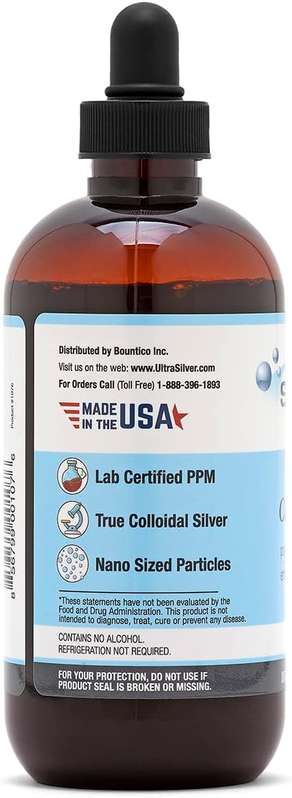 Ultra Silver® Colloidal Silver | 500 PPM, 8 Oz (236mL) | Mineral Supplement | True Colloidal Silver - with Dropper