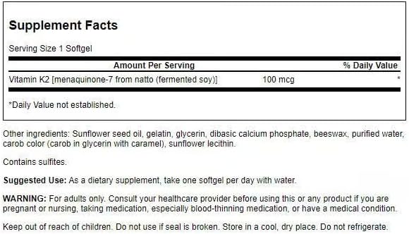 Swanson Vitamin K2 (Menaquinone-7) - Vitamin Supplement Supporting Cardiovascular and Bone Health - Made from Japanese Natto to Help Regulate Calcium - (30 Softgels, 100mcg Each) (3 Pack)