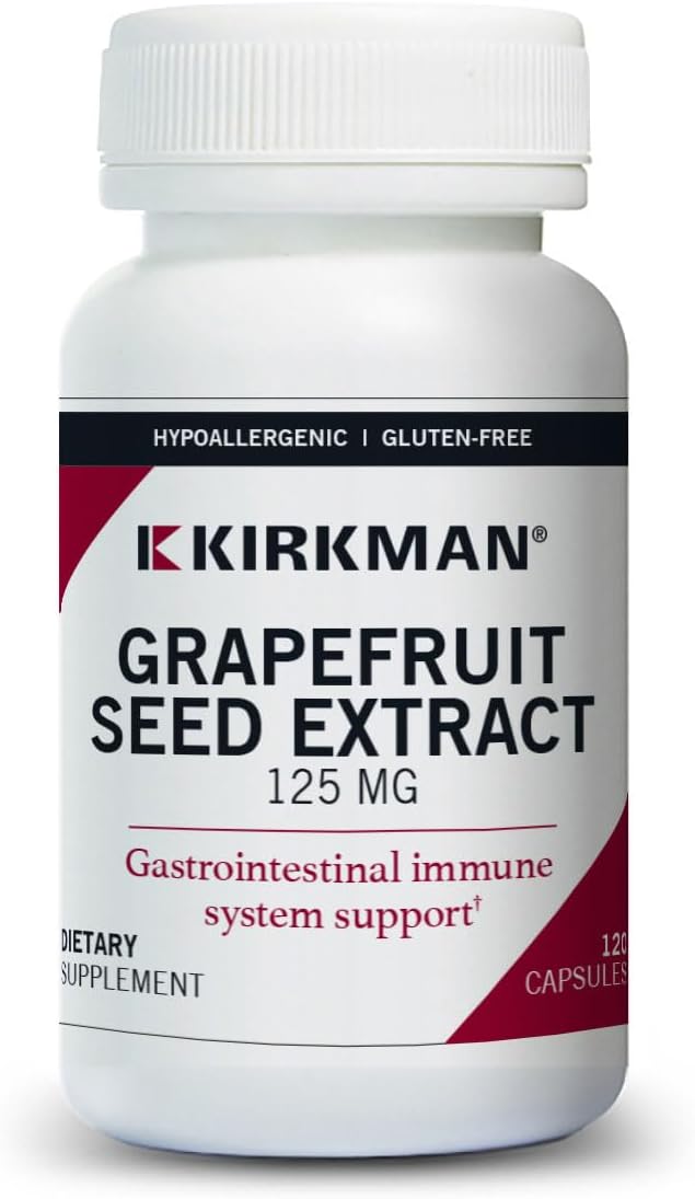 Kirkman Grapefruit Seed Extract 125 mg Capsules - Hypoallergenic, 120 Count