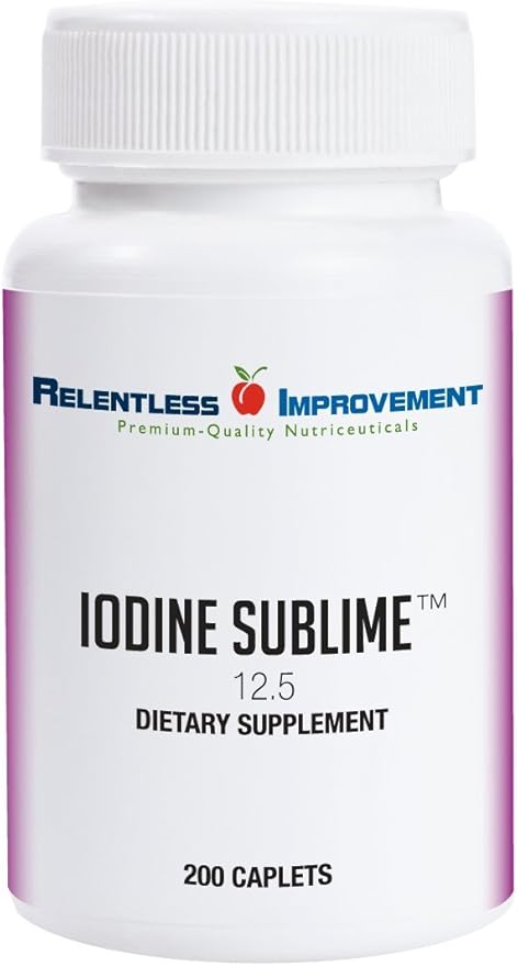 Iodine Sublime® 12.5mg 200 High-Bioavailable Caplets with Potassium Iodide for Thyroid & Metabolism Support Compare to Iodoral 12.5