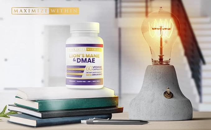 Maximum Slim Lion's Mane & DMAE Capsules: Enhance Memory, Boost Mental Clarity, and Sharpen Focus - 60 Capsules for Maximum Cognitive Support