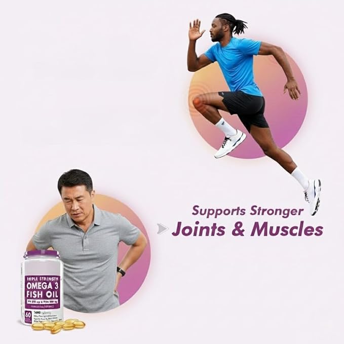 Omega 3 Fish Oil | Omega 3 Fish Oil Capsules for Women and Men | Triple Strength Fish Oil | Burpless, EPA 600 - DHA 400 Supplement, 60 Softgel Capsules
