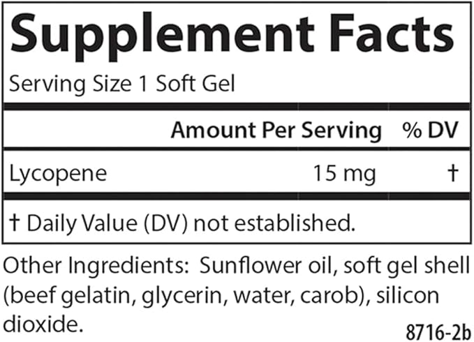 Carlson - Lycopene, 15 mg, Tomato-Free, Prostate Health & Circulation Support, Optimal Wellness, 60 Softgels