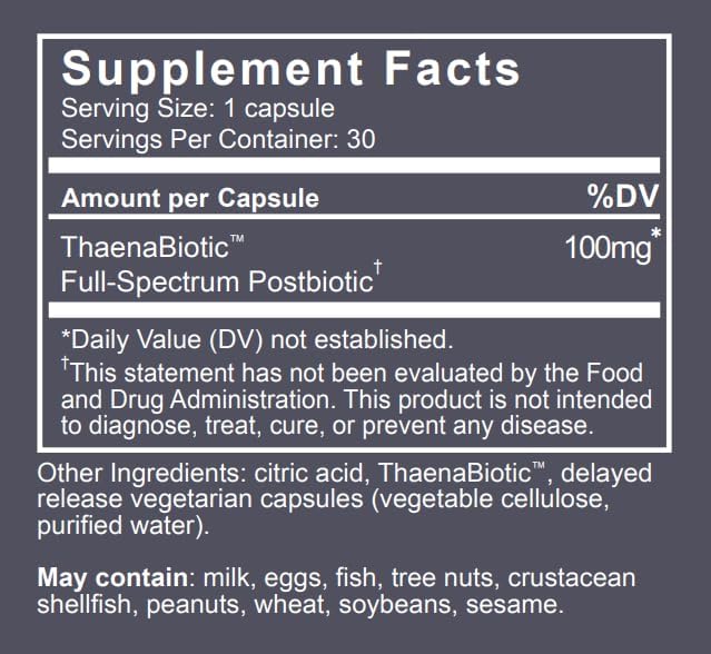ThaenaBiotic Postbiotic - World's First Human-Derived Postbiotic Supplement - 30 Count