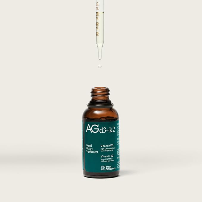 AG1 Vitamin D3 K2 Drops, 1000IU of Vitamin D3 and 100mcg of K2 per Serving, Supports Bone Density and Calcium Absorption (Athletic Greens)