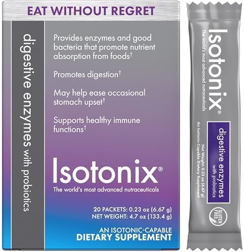 Isotonix Digestive Enzymes with Probiotics Packets – DigeZyme® Multi-Enzyme Complex & Bacillus coagulans – Supports Digestion & Nutrient Absorption, Vegan, Gluten-Free, 20 Packets (2 Servings Each)