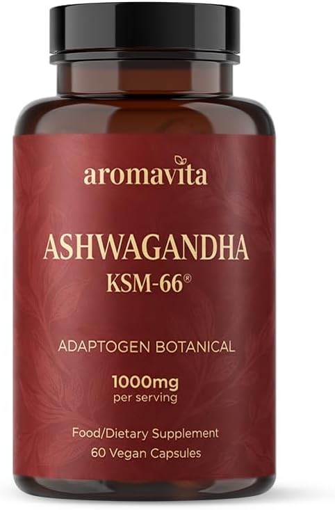 Ashwagandha Capsules – KSM-66® 1000mg Daily Dose – Pure Organic Root Powder Extract Ayurvedic Supplement - Stress Relief & Sleep Support Supplement - Supports Balanced Energy Levels.