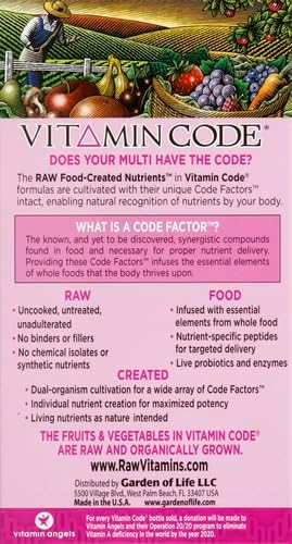 Garden of Life Multivitamin for Women, Vitamin Code Women's Multi - Whole Food Womens, Iron, Folate not Folic Acid, Vitamin A and Probiotics for Womens Energy, 240 Vegetarian Capsules, (Pack of 2)