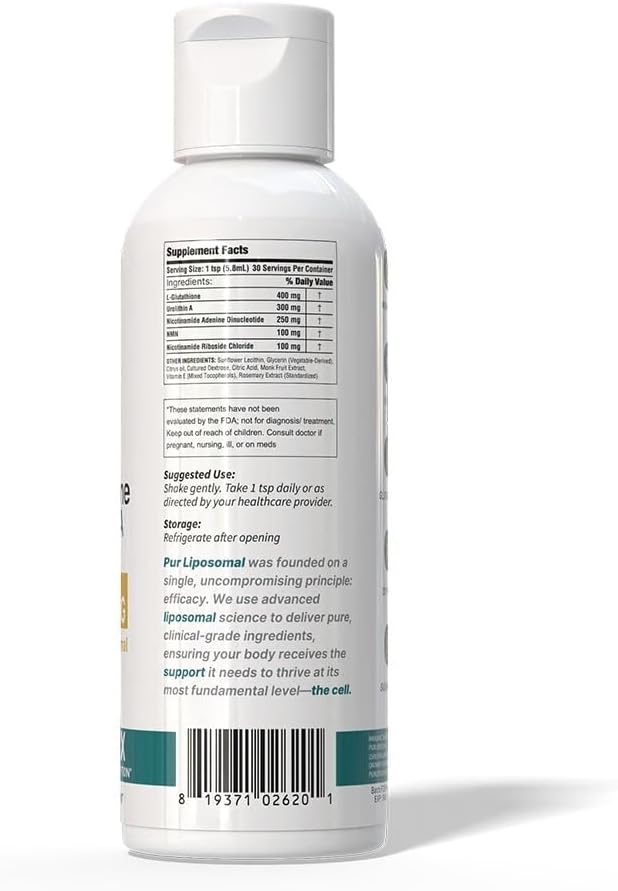 NAD+ Glutathione Urolithin A 1000mg Liquid - Max Absorption NAD+ Stack with NMN & NR for Cellular Energy - L-Glutathione for Detox & Urolithin A for Anti-Aging - 21 Servings