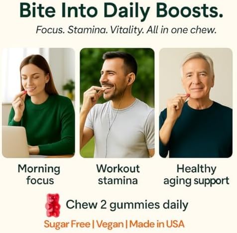 b.Ready NAD+ Gummies, Premium 1000 mg NAD Supplement with 500 mg TMG, Grape Seed & Black Pepper Extract – NAD+ for Healthy Aging, Cellular Energy & Antioxidant Support, Vegan, Sugar-Free, 60 Count