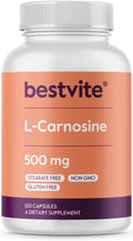 BESTVITE L-Carnosine 500mg per Capsule (120 Capsules) No Fillers - No Stearates - Non GMO - Gluten Free