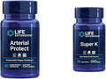 Life Extension Arterial Protect Blood Pressure Support with Gotu Kola & Pycnogenol Pine Bark Extracts Bundle with Super K Vitamin K1 K2 MK-7 MK-4 Vitamin C Bone & Arterial Health