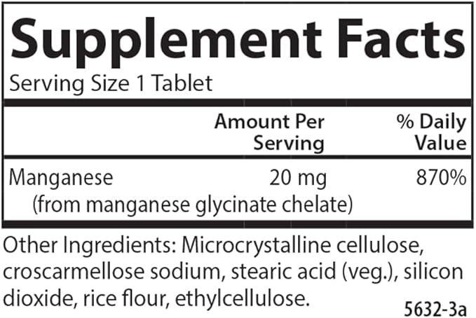 Carlson - Chelated Manganese, 20 mg - Superior Absorption, Healthy Metabolism, Bone Support & Brain Health, 250 Tablets