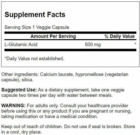Swanson Amino Acid Glutamic Acid 500 Milligrams (3 Pack)