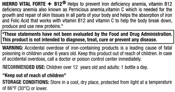 '+ B12 Dietary Supplement - Anti-Anemic, Vitaminized, Promotes Absorption, Usage and Proteins Elaboration, 21 Bottles (0.51 fl oz Each)