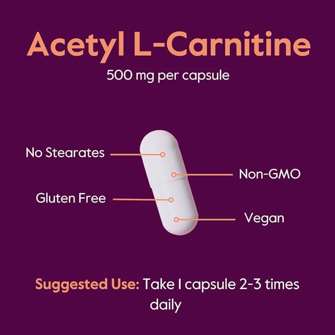 BESTVITE Acetyl L-Carnitine 500mg (240 Vegetarian Capsules) - No Stearates - Vegan - Non GMO - Gluten Free