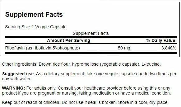 Swanson R-5-P (Riboflavin-5-Phosphate) - Vitamin B2 Supplement Promoting Energy, Metabolism & Vision Health - Natural Wellness Formula - (60 Capsules) (3 Pack)