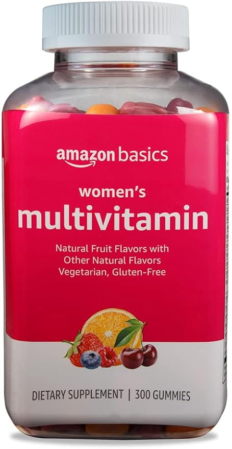 Amazon Basics Women's Multivitamin, Mixed Berry Flavor, Vegetarian & Gluten-Free, 300 Gummies (150 Servings) (Previously Solimo)