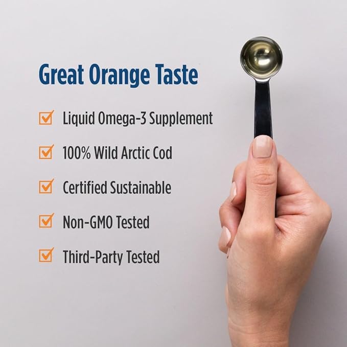 Nordic Naturals Arctic Cod Liver Oil, Orange - 8 oz - 1060 mg Total Omega-3s with EPA & DHA - Heart & Brain Health, Healthy Immunity, Overall Wellness - Non-GMO - 48 Servings