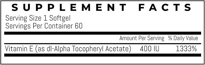 Trio-E 400 IU Vitamin E (400 IU) dl-Alpha, Dietary Supplement for Antioxidant Health & Immune System, 60 Softgels