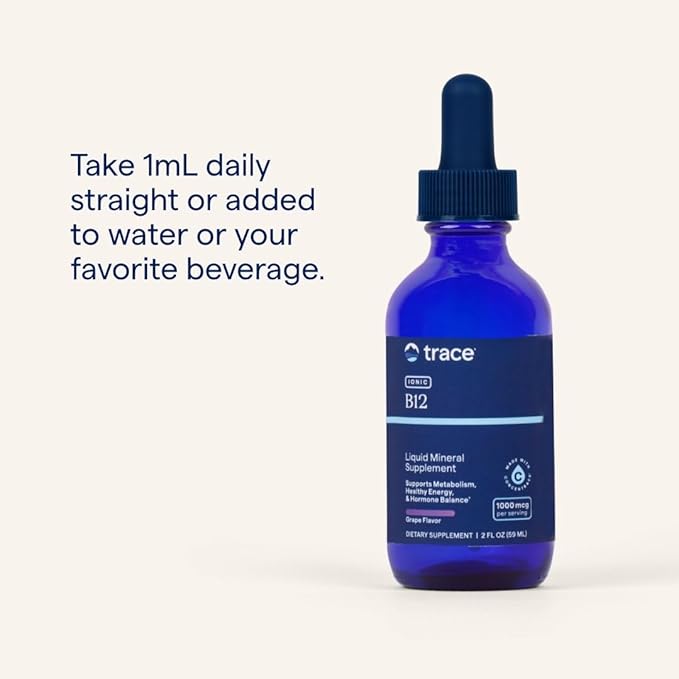 Trace Minerals Ionic B12 - Liquid Multivitamin for Hormone Balance & Healthy Nerve Function - Supports Metabolic Health - Enzyme Production - Natural Wellness Formula - 2 fl oz (59 Servings)