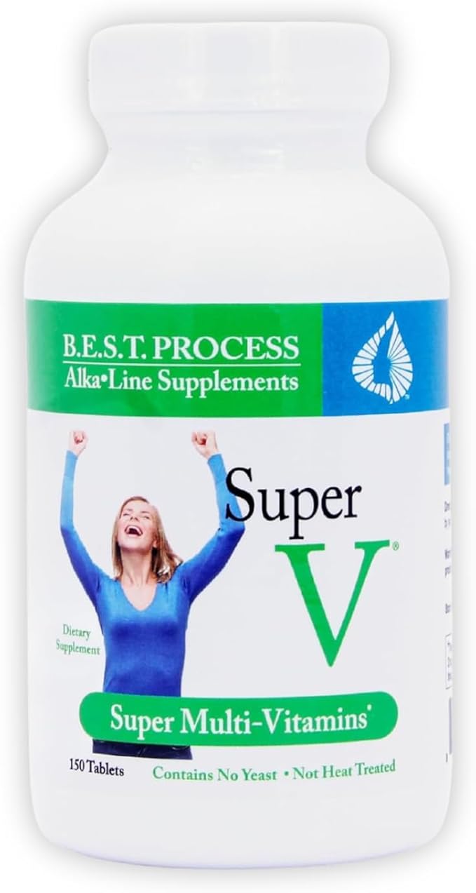 SuperV Best Process AlkaIine — Energizing & Detoxifying Multivitamin — Vitamins & Minerals with Digestive Enzymes, Superfoods and Herbs