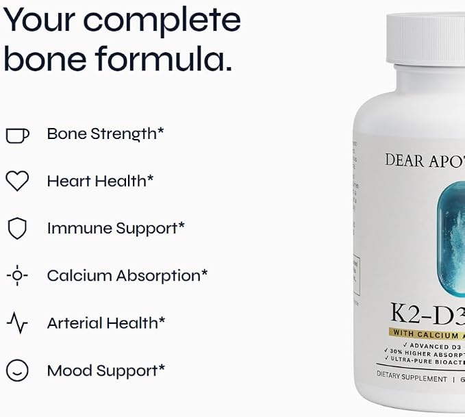 Vitamin D3 K2 Supplement 5000 IU - D3 5000 with K2 MK7 100mcg Calcium BioPerine - Bone Health Immune Support Cardiovascular Wellness - High Absorption Vegan Non-GMO Gluten Free - 60 Capsules