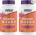 Now Supplements Vitamin D3 K2, 1,000 IU/45 mcg, Cardiovascular Support, Supports Bone Health, 180 Vegetarian Capsules - Vegan, Gluten Free, Kosher Vitamin D3 and K2 Supplements (2)