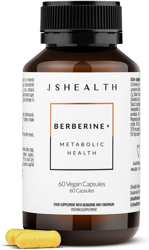 JSHealth Berberine Supplement with Berbevis for Metabolic Health Support. Higher Strength for Blood Sugar Already in the Normal Range and Body Composition. By Nutritionist Jessica Sepel (60 Capsules)