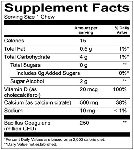 BariatricPal Sugar-Free Calcium Citrate Soft Chews | 500mg with Vitamin D & Probiotics | Strawberry Twist | 90 Count (1 Month Supply)