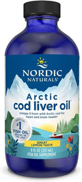 Nordic Naturals Arctic Cod Liver Oil, Lemon - 8 oz - 1060 mg Total Omega-3s with EPA & DHA - Heart & Brain Health, Healthy Immunity, Overall Wellness - Non-GMO - 48 Servings