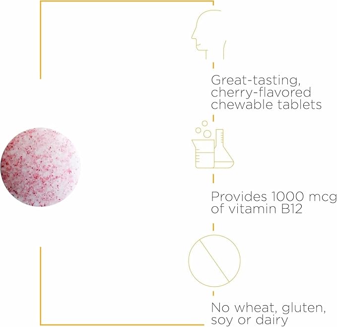 Integrative Therapeutics B12-Active - B12 Supplement for Nerve Function Support* - Chewable Support - Dairy, Soy & Gluten-Free - Cherry Flavored, 30 Chewable Tablets (30 Servings)