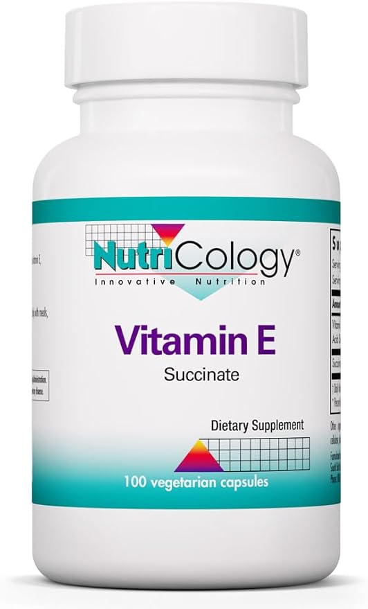 Nutricology Vitamin E Succinate - 400 IU d-Alpha-Tocopheryl Succinate - Antioxidant & Energy Support - Dry Powder Vegetarian Capsules - Hypoallergenic Formula - 100 Servings - 100 Capsules