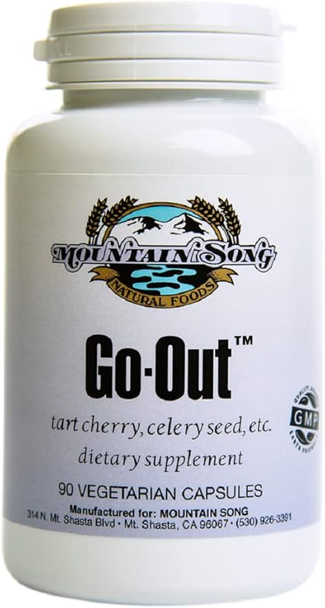 Go Out Relief Joint Formula and Uric Acid Support with Tart Cherry Concentrate, Black Cherry Extract 20:1, Celery Seed Extract and Turmeric Root. Helps You Get Out and About. It Works!