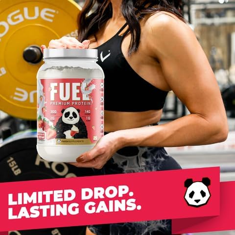 Underground Bio Labs Panda Fuel Premium Protein Whey,Hydrolyzed Collagen,Casein,Probiotics, Enzymes, Keto Friendly,Time Release, 25 Servings (2.5 Pound, Strawberries & Cream)