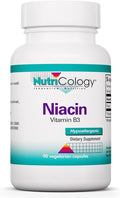 Allergy Research Group Nutricology Niacin Supplement - Vitamin B3 for Men & Women, Niacin with Flush, Nicotinic Acid, NAD, 250mg Vegetarian Capsules - 90 Count