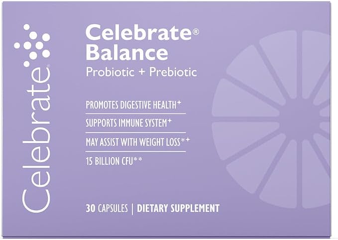 Celebrate Vitamins Balance Probiotic + Prebiotic - Post Bariatric Surgery Daily Supplement for Women & Men, 28.5 Billion CFU - Supports Digestive & Immune Health, Gluten Free (30 Capsules)