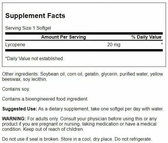 Swanson Lycopene Prostate and Heart Health Antioxidant Supplement for Men Over 40 Supporting Blood Pressure in Normal Range (60 Softgels, 2 Pack)