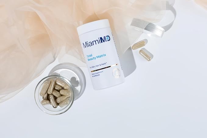 MiamiMD Total Beauty Matrix Collagen Supplements for Women - Collagen Capsules with Vitamin C for Hair, Skin and Nails - Cruelty Free - (60 Capsules) - 6 Pack