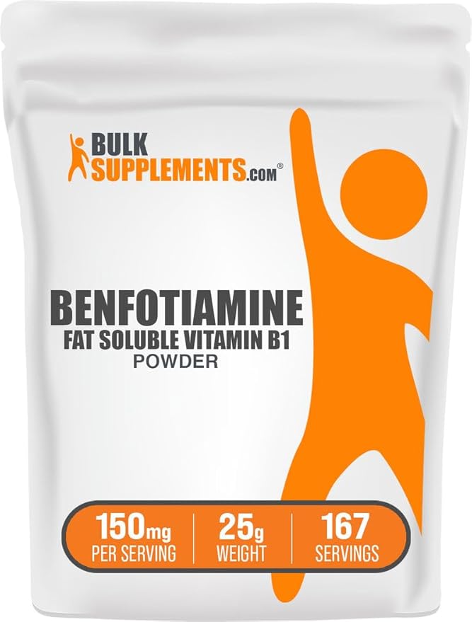 BulkSupplements.com Benfotiamine Powder -Vitamin B1 Benfotiamine Supplement, Fat Soluble B1 Vitamin - Gluten Free, 150mg per Serving, 25g (0.88 oz) (Pack of 1)