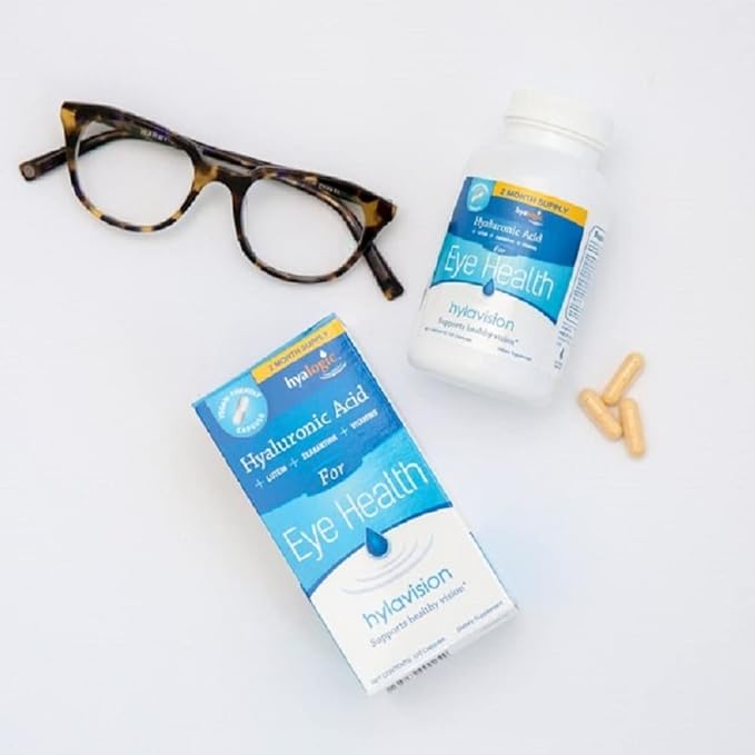 Hyalogic HylaVision Eye Health Supplement - Hyaluronic Acid, Lutein and Zeaxanthin Supplements – Contains Eye Vitamins A, C, E, and Zinc – Soothe Tired Eyes (120 Capsules)