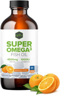 SFH Fish Oil 3400mg Omega 3 Liquid | Omega 3 Fish Oil Supplement with EPA DHA + Vitamin D3 1000 IU | Natural Orange Flavor | Wild Alaskan Pollock | 8 fl oz