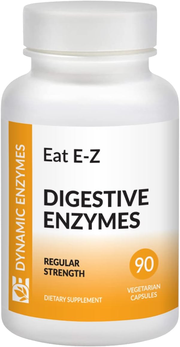 Eat E-Z Digestive Enzymes – Broad-Spectrum Enzyme Blend for Proteins, Carbohydrates, Fats, Dairy & Fiber – Supports Digestive Comfort & Occasional Bloating – 90 Capsules