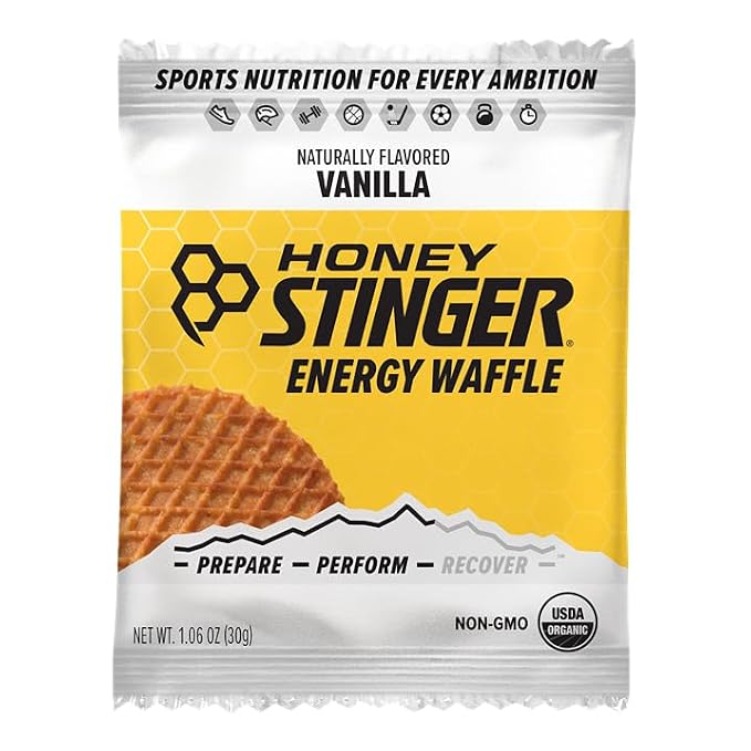 Honey Stinger Organic Vanilla Waffle,Energy Stroopwafel for Exercise,Endurance and Performance,Sports Nutrition for Home & Gym,Pre and Post Workout,Box of 16 Waffles,16.96 Ounce,(Pack of 2)