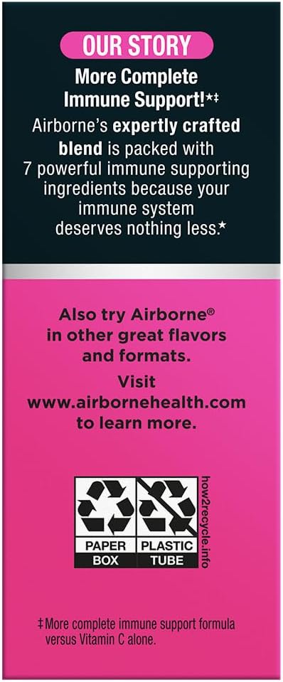 Airborne Variety Pack 1000mg Vitamin C with Vitamin D & Zinc, Sugar Free Multivitamin Immune Support Supplement, Antioxidants Vitamins A C & Vitamin E, 30 Effervescent Tablets, Citrus + Verry Berry