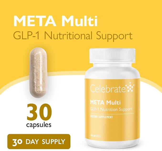 Celebrate Vitamins META Multi GLP-1 Multivitamin Weight Support – 30 Capsules – Once-Daily Supplement w Iron, Vitamin D, B12, Magnesium – GLP-1 Vitamin for Hair Loss, Fatigue & Nutrient Gaps