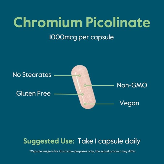 BESTVITE Chromium Picolinate 1000mcg (480 Vegetarian Capsules) (240 x 2) - No Stearates - Vegan, Gluten Free, Non-GMO - Mineral Supplement - Supports Healthy Metabolism* - Easy-to-Swallow Capsules