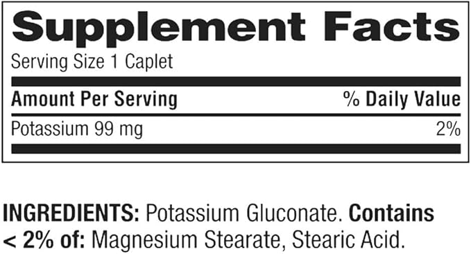 ikj Potassium Caplets Dietary Supplement Value Size, 99 Mg, 500 Count