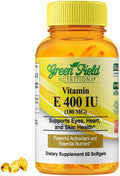 Greenfield Nutritions Halal Vitamin E 400 IU Softgels (180mg) 60 Counts – Dietary Supplement for Skin, Heart, Eye, and Immune Health Support – 2 Month Supply