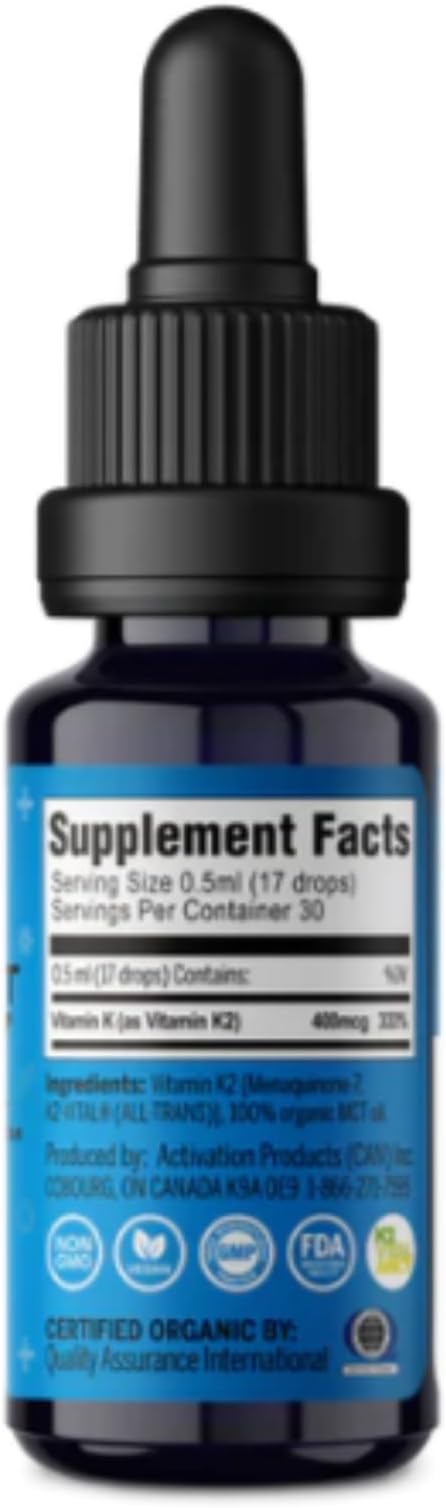 ACTIVATION Perfect K2 MK-7 Liquid Supplement | 15 ml | High Bioavailability for Enhanced Bone and Dental Health | Supports Efficient Calcium Absorption | Easy-to-Use Liquid Dropper